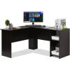 Furinno Abbott L-Shape Computer Desk with Bookshelf, Espresso/Black(Espresso)