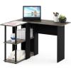 Furinno Abbott L-Shape Computer Desk with Bookshelf, Espresso/Black(French Oak Grey/Black)