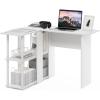 Furinno Abbott L-Shape Computer Desk with Bookshelf, Espresso/Black(White/White)