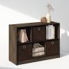 Furinno Cubic Closet Organizers and Storage, 6-Cube Closet Organizer with Bins, Open Shelf Storage, for Wardrobe, Bedroom, Living Room, White(Columbia Walnut/Dark Brown)