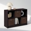 Furinno Cubic Closet Organizers and Storage, 6-Cube Closet Organizer with Bins, Open Shelf Storage, for Wardrobe, Bedroom, Living Room, White(Dark Walnut)