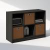 Furinno Cubic Closet Organizers and Storage, 6-Cube Closet Organizer with Bins, Open Shelf Storage, for Wardrobe, Bedroom, Living Room, White(Espresso/Brown)