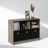 Furinno Cubic Closet Organizers and Storage, 6-Cube Closet Organizer with Bins, Open Shelf Storage, for Wardrobe, Bedroom, Living Room, White(French Oak/Black)