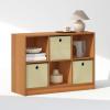Furinno Cubic Closet Organizers and Storage, 6-Cube Closet Organizer with Bins, Open Shelf Storage, for Wardrobe, Bedroom, Living Room, White(Light Cherry/Ivory)