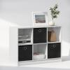 Furinno Cubic Closet Organizers and Storage, 6-Cube Closet Organizer with Bins, Open Shelf Storage, for Wardrobe, Bedroom, Living Room, White(White/Black)