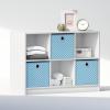 Furinno Cubic Closet Organizers and Storage, 6-Cube Closet Organizer with Bins, Open Shelf Storage, for Wardrobe, Bedroom, Living Room, White(White/Light Blue)