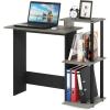 Furinno EFFICIENT Desk, 28.6″ Wide Gaming Desk with 3 Open Side Shelves, Laptop Notebook Computer Desk, Office Desk for Home Office, Study Room, Dorm, Bedroom, Americano(French Oak/Black)