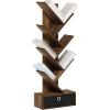 Furinno PASIR Book Shelf, 4-Tier Bookshelf, Bookcase with Open Shelf, 9.4 x 23.6 x 41.7, for Living Room, Bedroom, Home Office, Espresso(Amber Pine/Black)