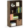 Furinno PASIR Book Shelf, 4-Tier Bookshelf, Bookcase with Open Shelf, 9.4 x 23.6 x 41.7, for Living Room, Bedroom, Home Office, Espresso(Columbia Walnut)