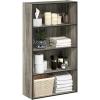 Furinno PASIR Book Shelf, 4-Tier Bookshelf, Bookcase with Open Shelf, 9.4 x 23.6 x 41.7, for Living Room, Bedroom, Home Office, Espresso(French Oak Grey)
