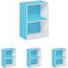 Furinno PASIR Book Shelf, 4-Tier Bookshelf, Bookcase with Open Shelf, 9.4 x 23.6 x 41.7, for Living Room, Bedroom, Home Office, Espresso(White/Light Blue)