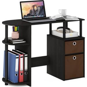 FURINNO Jaya Computer Study Desk with Bin, Brown(Espresso)