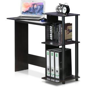 Furinno EFFICIENT Desk, 28.6″ Wide Gaming Desk with 3 Open Side Shelves, Laptop Notebook Computer Desk, Office Desk for Home Office, Study Room, Dorm, Bedroom, Americano(Dark Walnut)