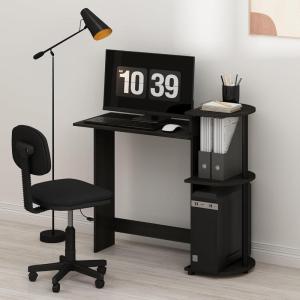 Furinno EFFICIENT Desk, 28.6″ Wide Gaming Desk with 3 Open Side Shelves, Laptop Notebook Computer Desk, Office Desk for Home Office, Study Room, Dorm, Bedroom, Americano(Dark Espresso/Black)