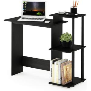 Furinno EFFICIENT Desk, 28.6″ Wide Gaming Desk with 3 Open Side Shelves, Laptop Notebook Computer Desk, Office Desk for Home Office, Study Room, Dorm, Bedroom, Americano(Americano/Black)