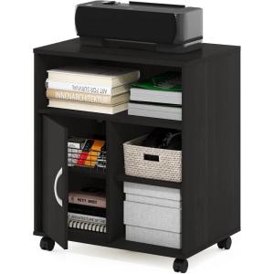 Furinno Econ Home Office Under Desk Printer Holder with Wheels, Espresso, Cabinet