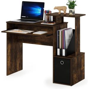 Furinno Econ Multipurpose Home Office Computer Writing Desk, White/Black(Amber Pine/Black)