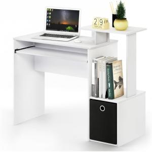 Furinno Econ Multipurpose Home Office Computer Writing Desk, White/Black(Plain White/Black)