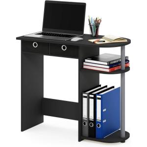 Furinno GO GREEN Desk, 31.5″ Wide Gaming Desk with 2 Side Shelves and Storage Bins, Computer Desk, Office Desk for Home Office, Study Room, Dorm, Bedroom, Beech(Black/Grey/Black)