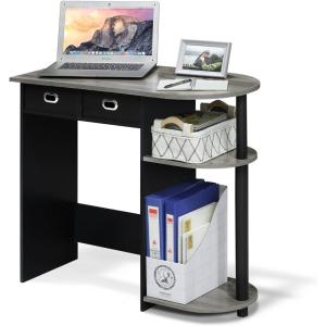 Furinno GO GREEN Desk, 31.5″ Wide Gaming Desk with 2 Side Shelves and Storage Bins, Computer Desk, Office Desk for Home Office, Study Room, Dorm, Bedroom, Beech(French Oak/Black/Black)