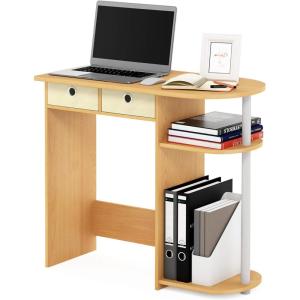 Furinno GO GREEN Desk, 31.5″ Wide Gaming Desk with 2 Side Shelves and Storage Bins, Computer Desk, Office Desk for Home Office, Study Room, Dorm, Bedroom, Beech(Beech/Ivory/White)