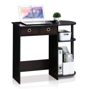 Furinno GO GREEN Desk, 31.5″ Wide Gaming Desk with 2 Side Shelves and Storage Bins, Computer Desk, Office Desk for Home Office, Study Room, Dorm, Bedroom, Beech(Dark Walnut)