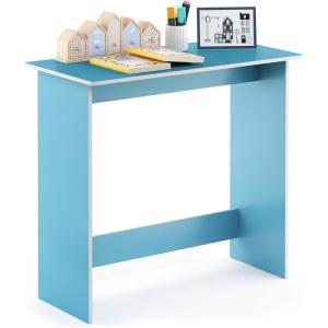 Furinno GO GREEN Desk, 31.5″ Wide Gaming Desk with 2 Side Shelves and Storage Bins, Computer Desk, Office Desk for Home Office, Study Room, Dorm, Bedroom, Beech(Light Blue/White)