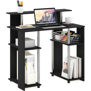 Furinno JAYA Simple Design Computer Writing Desk, Walnut(Americano/Stainless Steel)