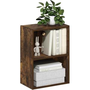 Furinno PASIR Book Shelf, 4-Tier Bookshelf, Bookcase with Open Shelf, 9.4 x 23.6 x 41.7, for Living Room, Bedroom, Home Office, Espresso(Amber Pine)
