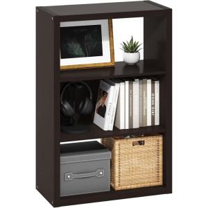 Furinno PASIR Book Shelf, 4-Tier Bookshelf, Bookcase with Open Shelf, 9.4 x 23.6 x 41.7, for Living Room, Bedroom, Home Office, Espresso(Black Dark Oak)