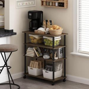 Furinno PASIR Book Shelf, 4-Tier Bookshelf, Bookcase with Open Shelf, 9.4 x 23.6 x 41.7, for Living Room, Bedroom, Home Office, Espresso(Columbia Walnut/Black)