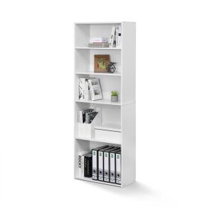 Furinno PASIR Book Shelf, 4-Tier Bookshelf, Bookcase with Open Shelf, 9.4 x 23.6 x 41.7, for Living Room, Bedroom, Home Office, Espresso(Soft White)