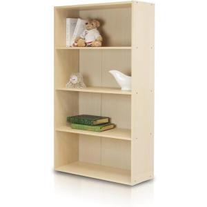Furinno PASIR Book Shelf, 4-Tier Bookshelf, Bookcase with Open Shelf, 9.4 x 23.6 x 41.7, for Living Room, Bedroom, Home Office, Espresso(Steam Beech)