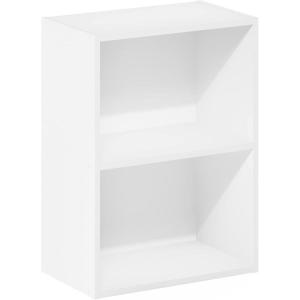 Furinno PASIR Book Shelf, 4-Tier Bookshelf, Bookcase with Open Shelf, 9.4 x 23.6 x 41.7, for Living Room, Bedroom, Home Office, Espresso(White)