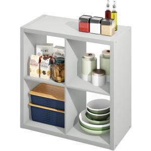 Furinno Reed Closet Organizers and Storage, 5-Tier Closet Organizer, Open Shelf Closet Storage, for Wardrobe, Bedroom, Living Room, White(Light Grey)