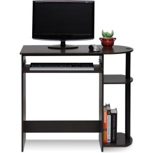 Furinno Simplistic Easy Assembly Computer Desk, With Keyboard Tray, Light Cherry/Black(Dark Brown/Black)