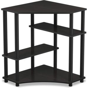 Furinno TURN-N-TUBE Desk, Gaming Desk with Shelves, Corner Computer Desk with Shelves, Office Desk, Space Saving, For Home Office, Bedroom, Columbia Walnut(Espresso/Black)