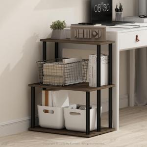 Furinno Turn-N-Tube 3-Tier Toolless Multipurpose Printer Stand Display Storage Shelf(Columbia Walnut/Black)