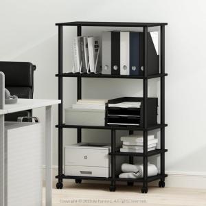 Furinno Turn-N-Tube 3-Tier Toolless Multipurpose Printer Stand Display Storage Shelf(Dark Americano/Black)