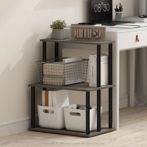 Furinno Turn-N-Tube 3-Tier Toolless Multipurpose Printer Stand Display Storage Shelf(French Oak Grey/Black)