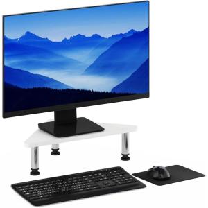 Furinno Turn-N-Tube Monitor Riser Stand, White Oak, Stainless Steel Tubes(White Oak)