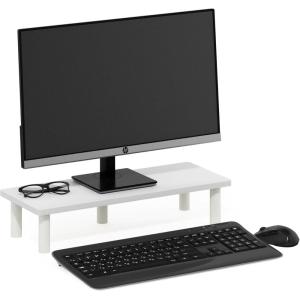 Furinno Turn-N-Tube Monitor Riser Stand, White Oak, Stainless Steel Tubes(White/White)