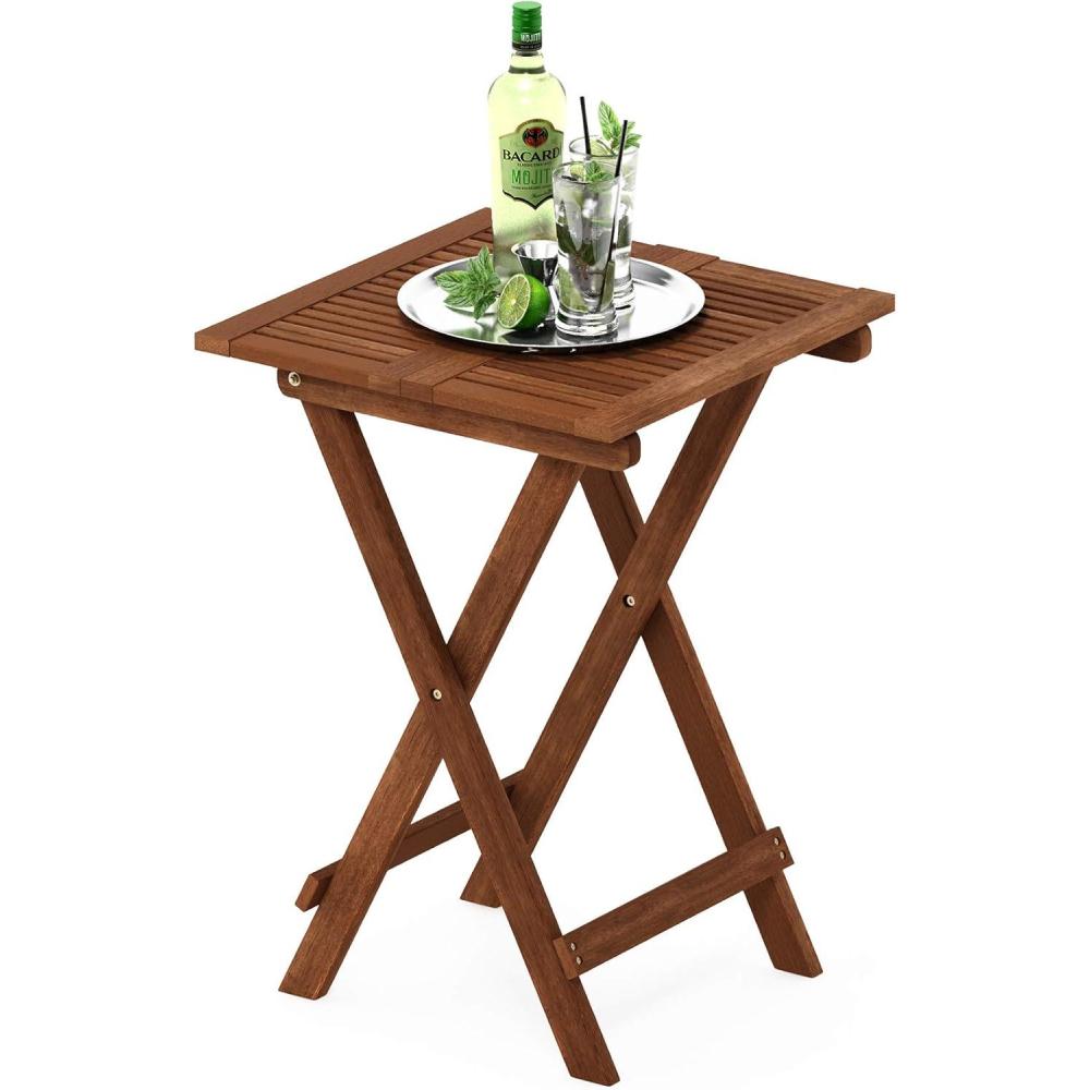 imageFurinno FG17035 Tioman Hardwood Patio Furniture Gateleg Round Table in Teak Oil NaturalLarge Square Folding Table