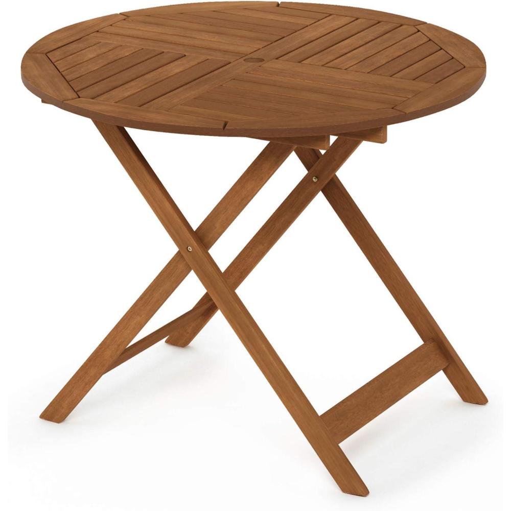 imageFurinno FG17035 Tioman Hardwood Patio Furniture Gateleg Round Table in Teak Oil NaturalRound Folding Table