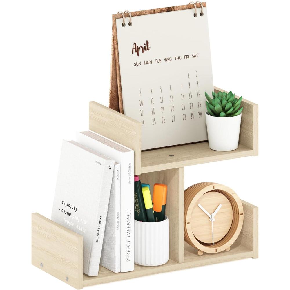 imageFurinno Hermite Wood Desktop Book and Home Office Supplies Storage Organizer Bauhaus OakBauhaus Oak