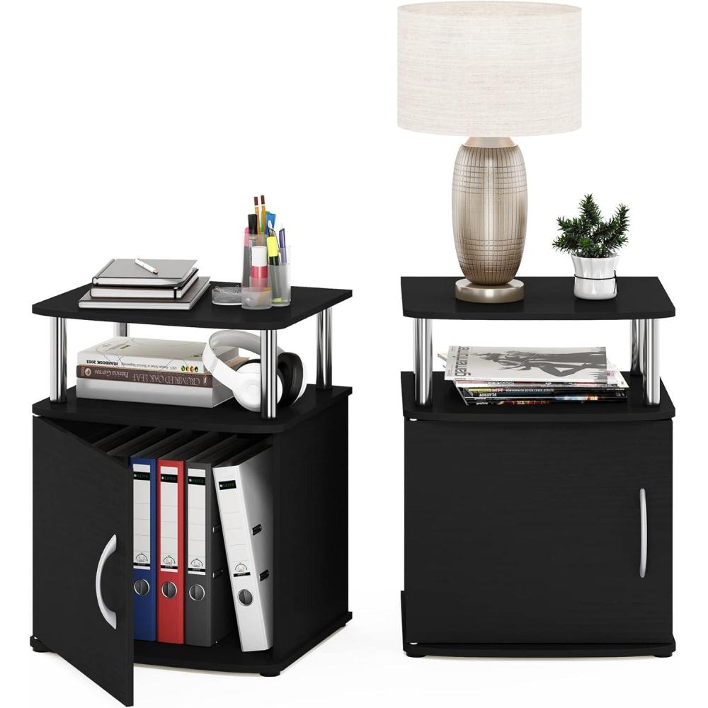 imageFurinno Jaya End Table One Black WoodAmericanoChrome