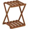 Furinno FG17035 Tioman Hardwood Patio Furniture Gateleg Round Table in Teak Oil, Natural(2-Tier Foldable Side Table)