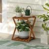 Furinno FG17035 Tioman Hardwood Patio Furniture Gateleg Round Table in Teak Oil, Natural(2-Tier Foldable Side Table)
