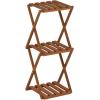 Furinno FG17035 Tioman Hardwood Patio Furniture Gateleg Round Table in Teak Oil, Natural(3-Tier Foldable Side Table)