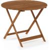 Furinno FG17035 Tioman Hardwood Patio Furniture Gateleg Round Table in Teak Oil, Natural(Round Dining Folding Table)